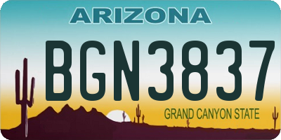 AZ license plate BGN3837