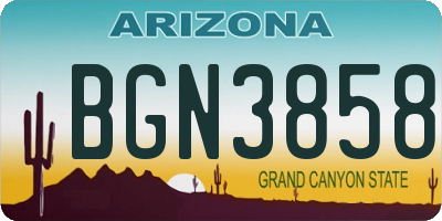 AZ license plate BGN3858