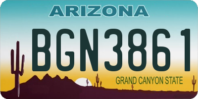 AZ license plate BGN3861