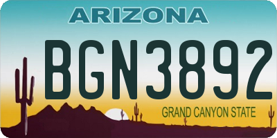 AZ license plate BGN3892