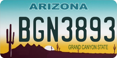 AZ license plate BGN3893