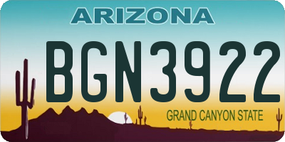 AZ license plate BGN3922