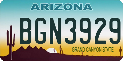 AZ license plate BGN3929