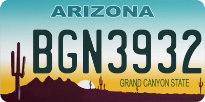 AZ license plate BGN3932