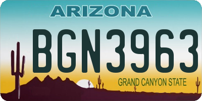 AZ license plate BGN3963