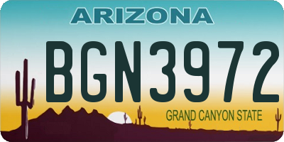 AZ license plate BGN3972