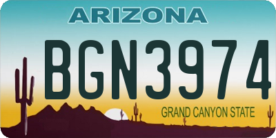 AZ license plate BGN3974