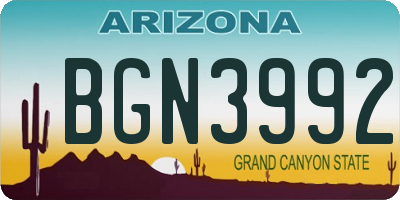 AZ license plate BGN3992
