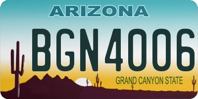 AZ license plate BGN4006