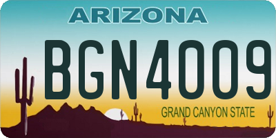 AZ license plate BGN4009