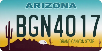 AZ license plate BGN4017