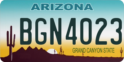 AZ license plate BGN4023