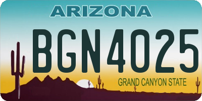 AZ license plate BGN4025