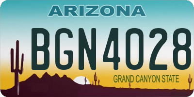 AZ license plate BGN4028