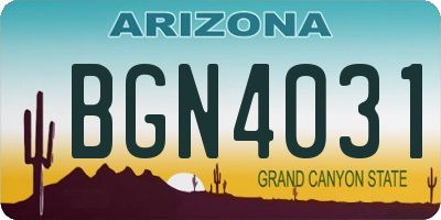 AZ license plate BGN4031