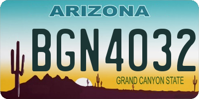AZ license plate BGN4032