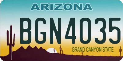 AZ license plate BGN4035