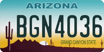 AZ license plate BGN4036