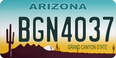 AZ license plate BGN4037