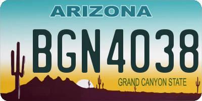 AZ license plate BGN4038