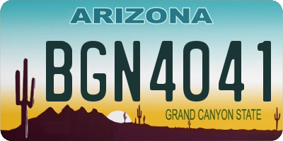 AZ license plate BGN4041