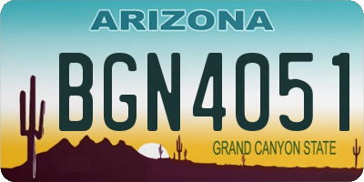 AZ license plate BGN4051