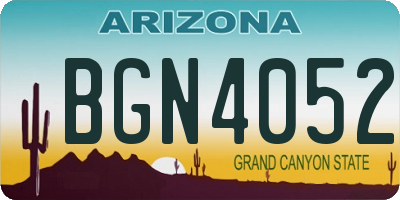AZ license plate BGN4052