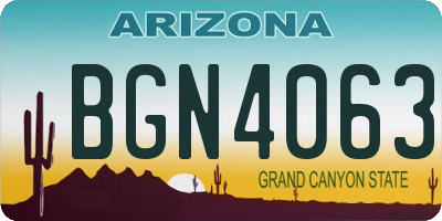 AZ license plate BGN4063