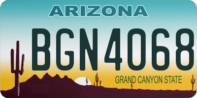 AZ license plate BGN4068