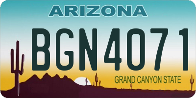AZ license plate BGN4071