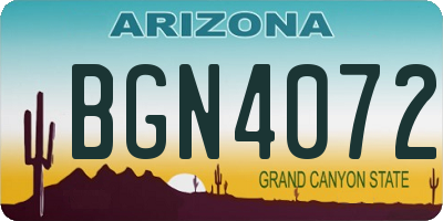 AZ license plate BGN4072