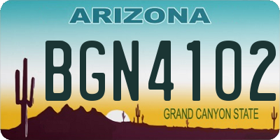 AZ license plate BGN4102