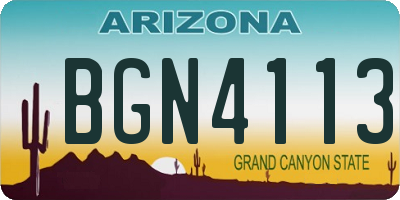 AZ license plate BGN4113