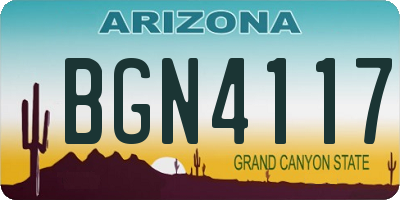 AZ license plate BGN4117
