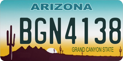 AZ license plate BGN4138