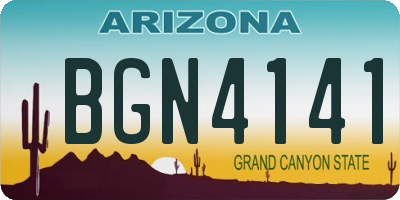 AZ license plate BGN4141