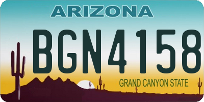 AZ license plate BGN4158