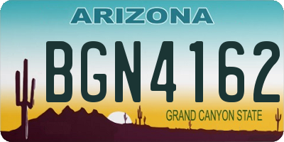 AZ license plate BGN4162