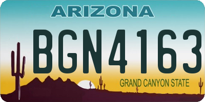 AZ license plate BGN4163