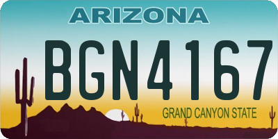 AZ license plate BGN4167