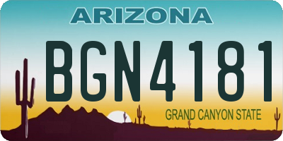 AZ license plate BGN4181