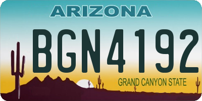 AZ license plate BGN4192
