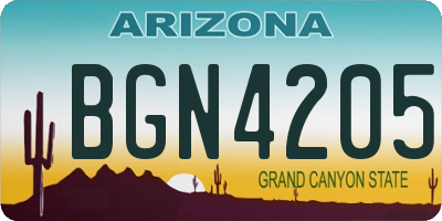AZ license plate BGN4205