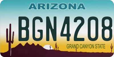 AZ license plate BGN4208
