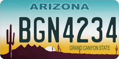 AZ license plate BGN4234
