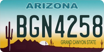 AZ license plate BGN4258
