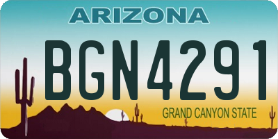 AZ license plate BGN4291