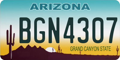 AZ license plate BGN4307