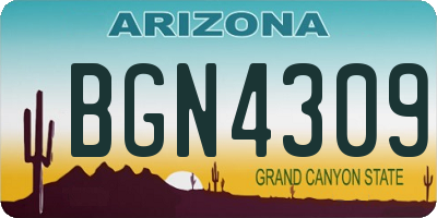 AZ license plate BGN4309