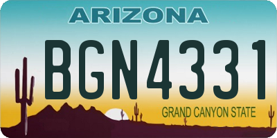 AZ license plate BGN4331